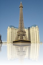 Paris Las Vegas over the Bellagio Fountains