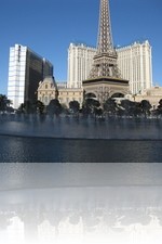 Bellagio Fountains Looking at the Paris Eiffel Tower