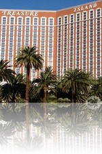 Treasure Island Las Vegas overlooking the Mirage Volcano