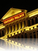 Caesars Palace nighttime over Lake Bellagio