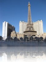 Bellagio Fountains Looking at the Paris Eiffel Tower