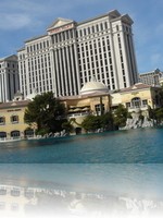 Caesars Palace with the Bellagio Fountains