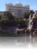 The Mirage Volcano and Caesars Palace