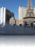 Paris Las Vegas from behind the Bellagio Fountains during the day
