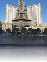Paris Las Vegas from behind the Bellagio Fountains during the day